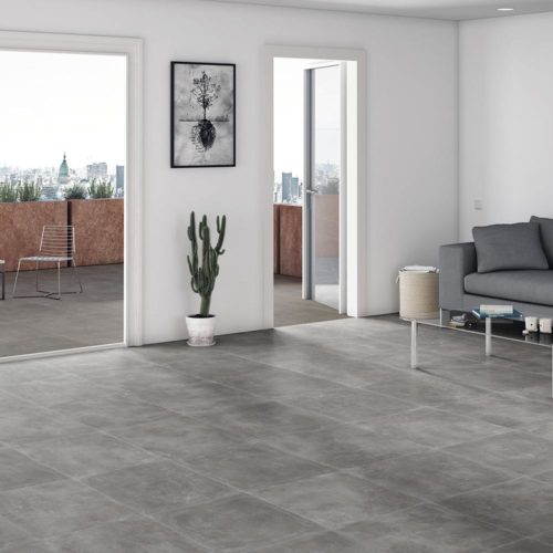 baldosa cemento gris ASSEN GRAPHITE 60X60 salon