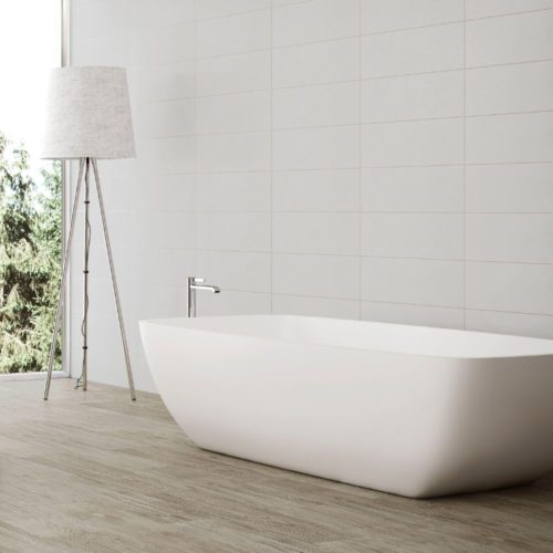 Azulejo blanco rectangular para paredes de cocinas y baños acabado mate Sun Blanco 20×60