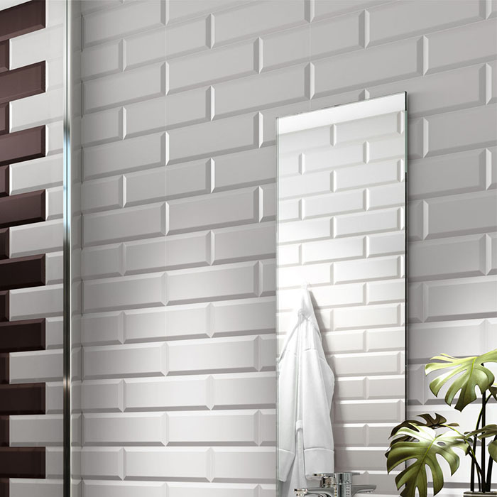 azulejo blanco para baños biselado BISEL 10X30 BLANCO