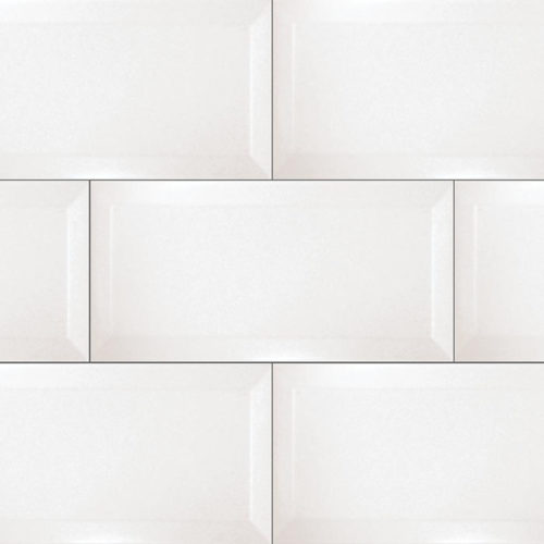 azulejo biselado en color blanco y formato 10x20 brillo