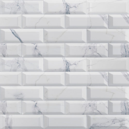 azulejo biselado marmol para paredes CALACATTA RIB GRIS 10X30 BRILLO BIS