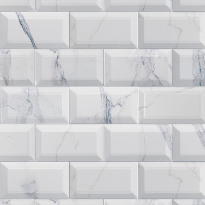 azulejo biselado marmol para paredes CALACATTA RIB GRIS 10X20 BRILLO BIS