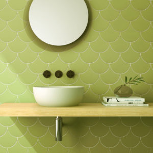 azulejos baño verdes ESCAMA PISTACHO 15.5x17 A