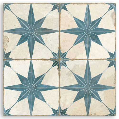 azulejo hidráulico fs star blue con acabado mate, perfecto para suelos y paredes