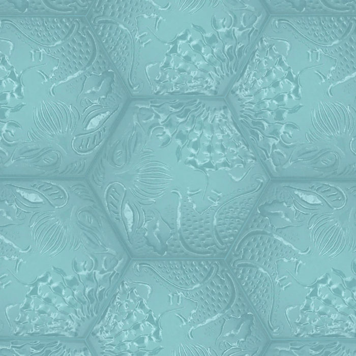 azulejos turquesa con texturas formato hexagonal