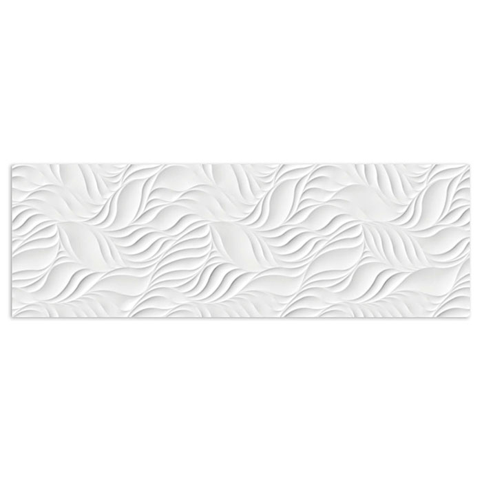 azulejo blanco con relieve Glaciar Leaves 30x90 Mate Rec