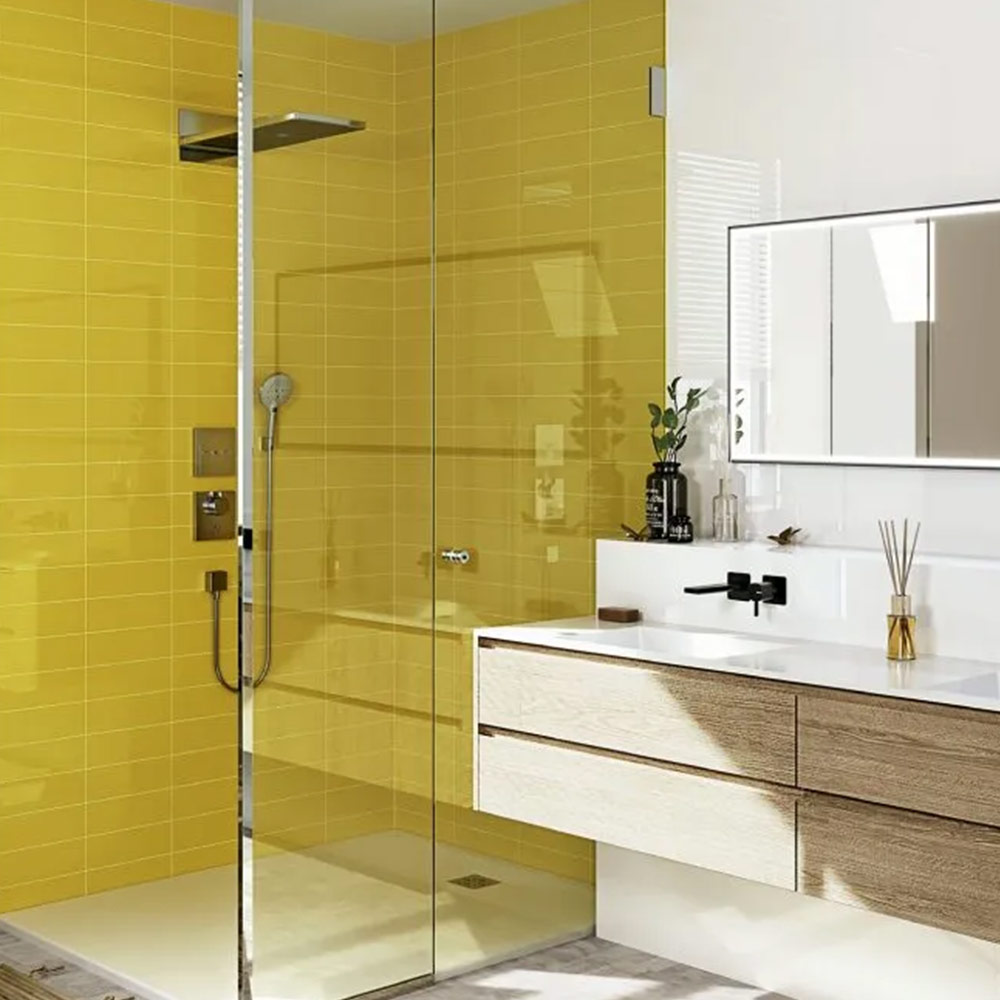 azulejos baños color Liso Flat Amarillo 10X30 Brillo