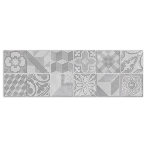 Azulejos grises hidráulicos Neutra Decor White 30x90 Mate