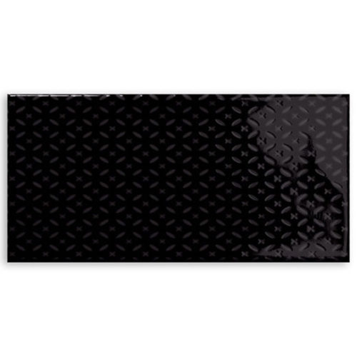 azulejo tipo metro Ocean Decor Black 7.5x15 Brillo