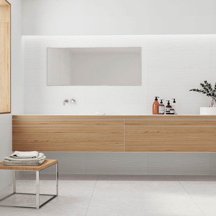 Azulejo de baño blanco con relieve Pure Sound White