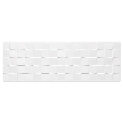 azulejo blanco con relieve en forma de cuadros Sun relieve cubic